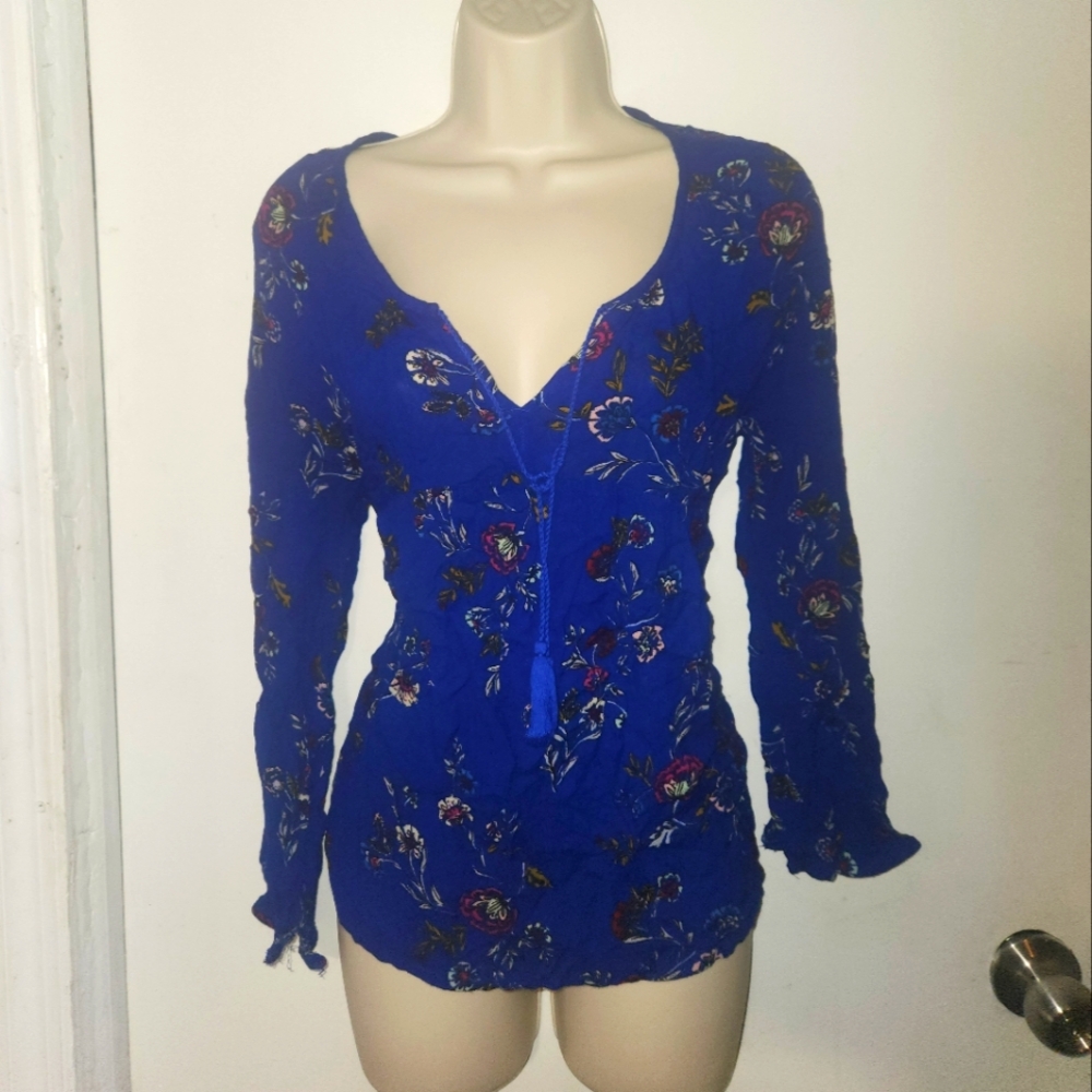 Long sleeve royal blue empire waist shirt- size SM- Old Navy